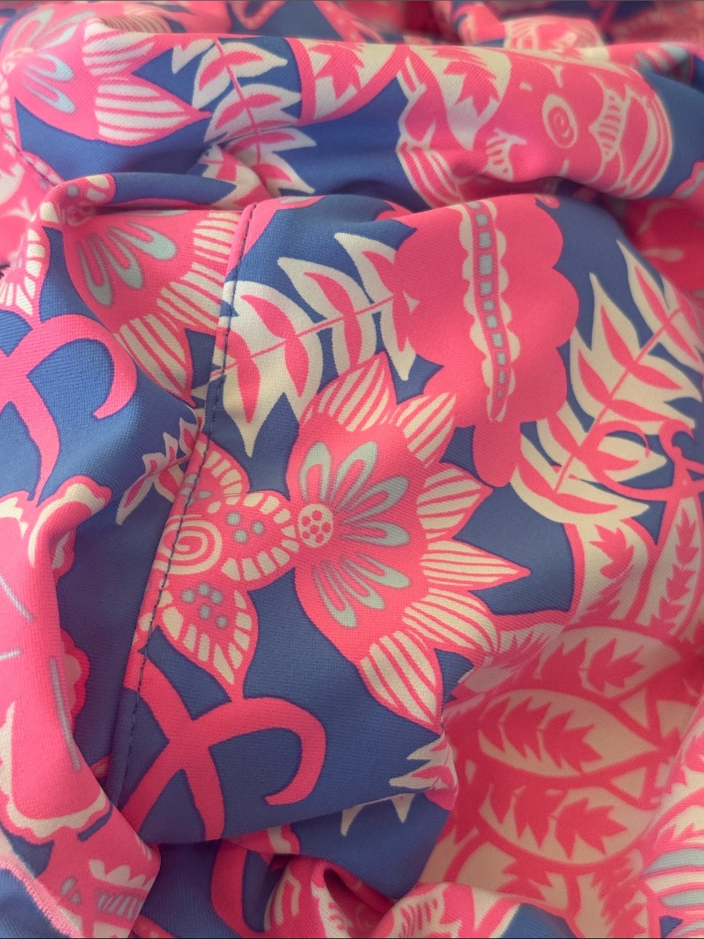 LULU B Cha Cha Ruffle UPF 50+ Bright Pink & Blue Size 1X - Picture 6 of 8